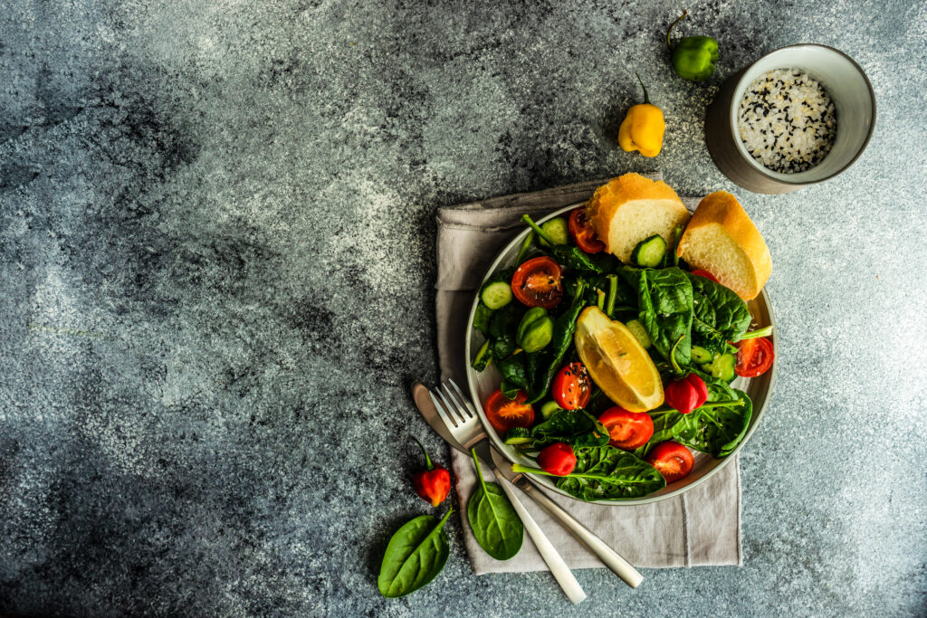 fresh organic salad with spinach