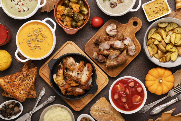 Home top-view-table-full-food