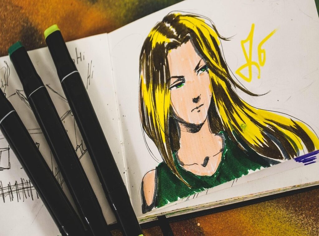 sketsa lukisan anime simple